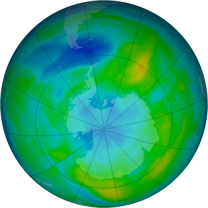 Antarctic ozone map for 06 April 1979